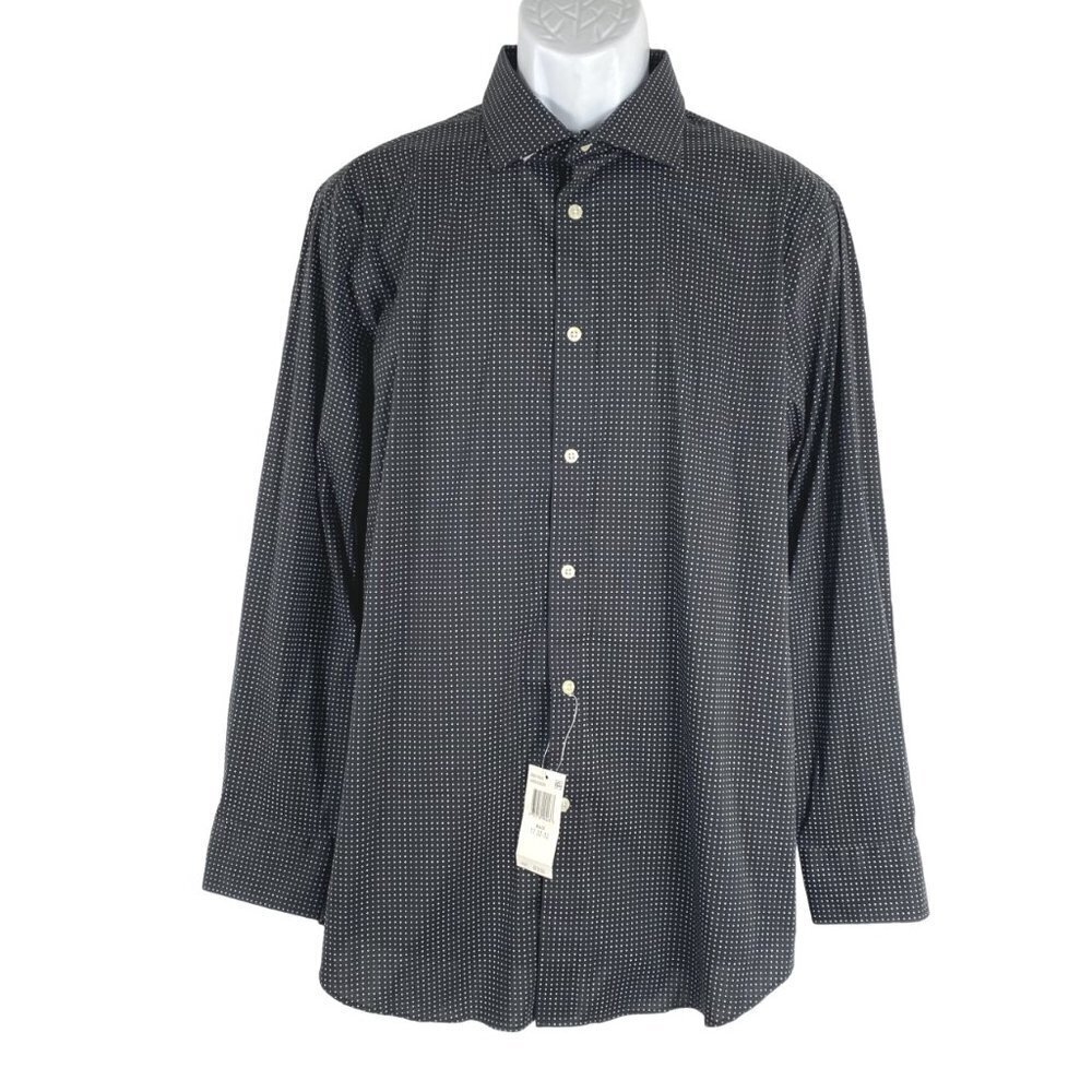 Lauren Ralph Lauren Shirt Button Front Slim‎ Fit Black Print NWT Men's Size 17